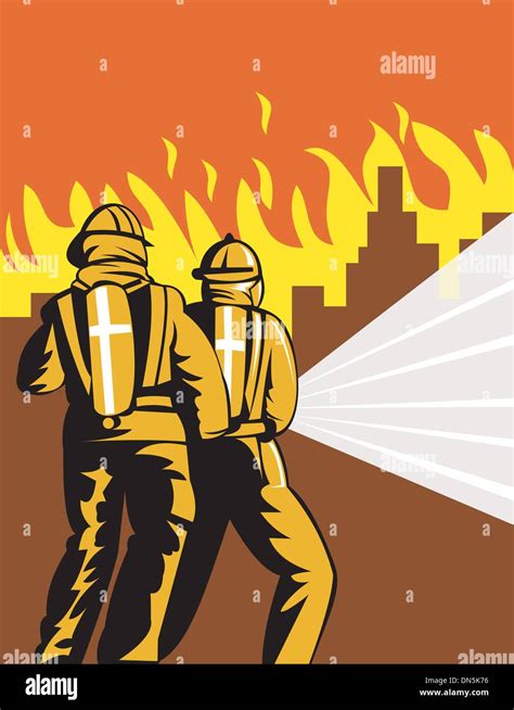 Fireman Fire Fighter Fighting Fire Stock Vector Image And Art Alamy