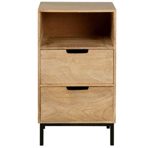 Petit Meuble 1 Niche Et 2 Tiroirs En Manguier Beige Et Noir CARLATA