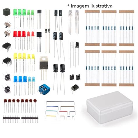 Kit Componentes Eletr Nicos Itens Led Diodo Resistor Capacitor