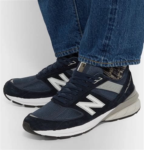 Junya Watanabe New Balance 990 V5 Suede And Mesh Sneakers Blue Junya Watanabe