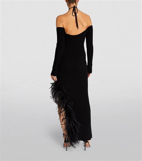 Womens Giuseppe Di Morabito Black Feather Trimmed Midi Dress Harrods HK