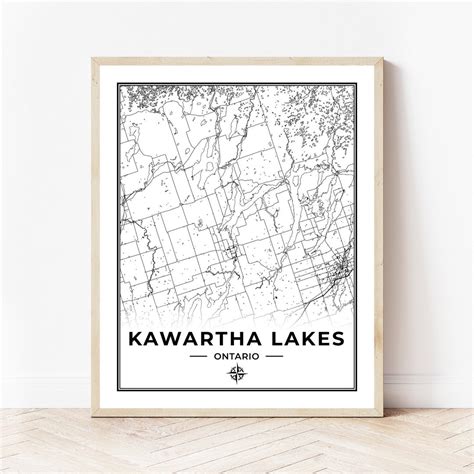 Kawartha Lakes Map Print Map Of Kawartha Lakes Ontario Black And White