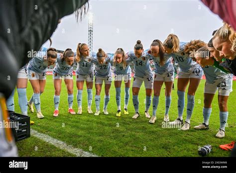 Players Of Belgium Gathered Together Ahead Of A Soccer Game Between The