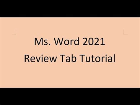 Microsoft Word Review Tab Tuoturail Youtube