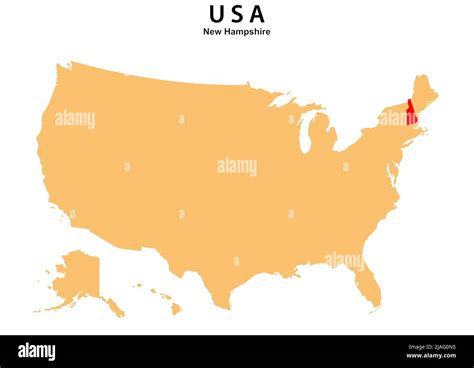 New Hampshire State Map Highlighted On Usa Map New Hampshire Map On