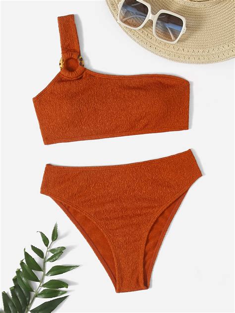 Shein Swim Chicsea Ba Ador Bikini Con Dise O De Aro O Con Textura De Un