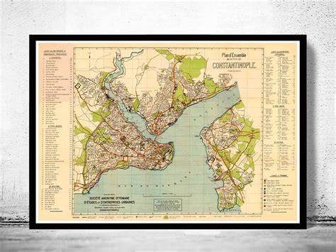 Old Map of Istanbul 1922 Constantinople Turkey - VINTAGE MAPS AND PRINTS