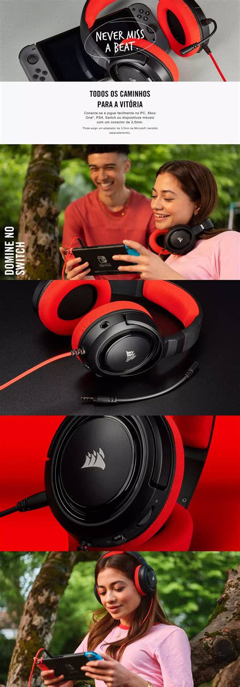 Headset Corsair Hs35 Stereo Gaming Red — Hardstore Informática Loja De Informática E Pc Gamer