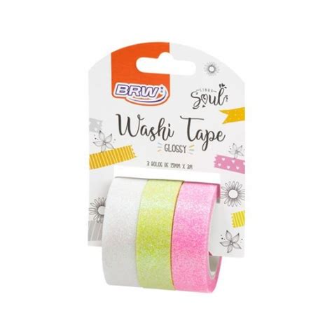 Fita Adesiva Washi Tape 3 Rolos Glossy BRW