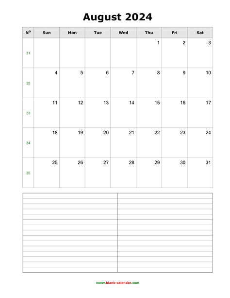 Printable Aug Calendar Blank Kanya Sheela