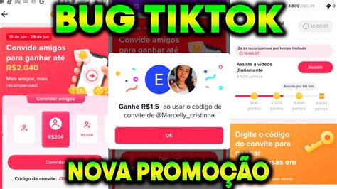 BUG TIKTOK NOVA PROMOÇÃO TIKTOK PASSANDO CÓDIGO SEM FALHA NOVO BUG