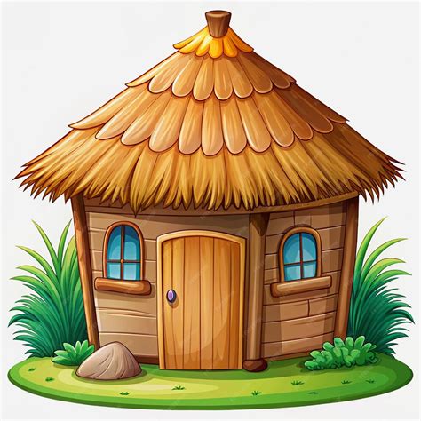 Cartoon Style Hut In White Background Premium Ai Generated Image