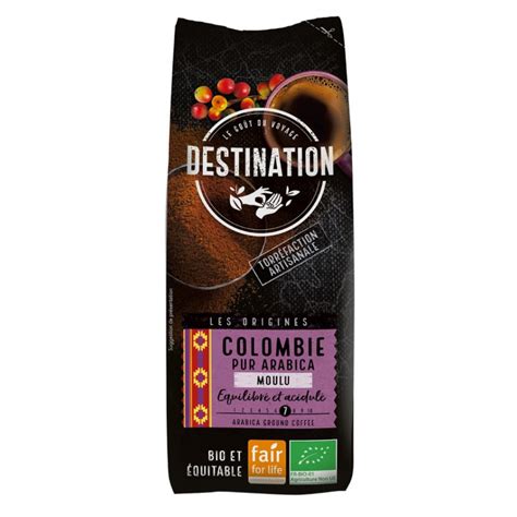 Café Colombie Pur Arabica Equitable Moulu Destination Bio