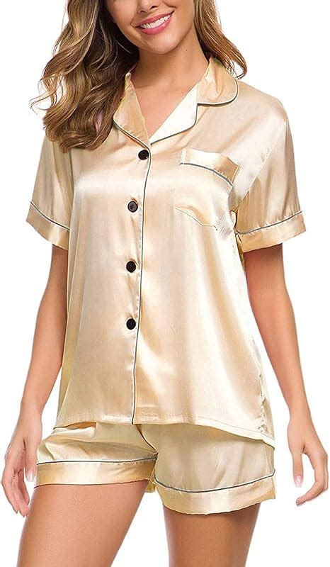 Monogrammed Pajamas Silk Two Piece Womens Satin Button Down Sets Set