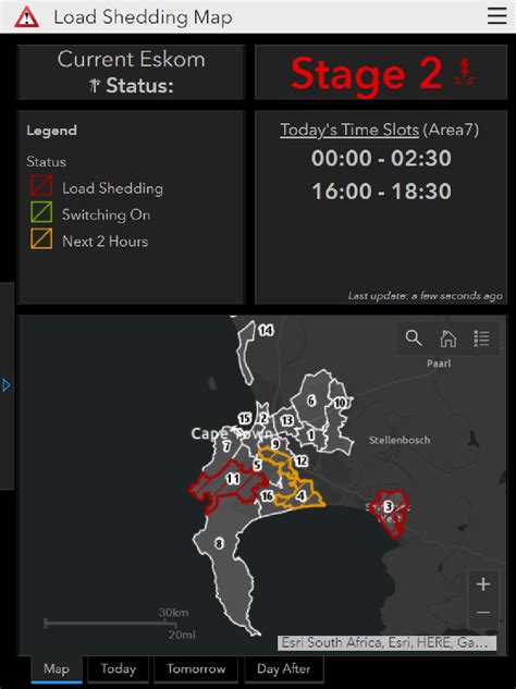 Load Shedding Map For The City Of Cape Town Esri South Africa