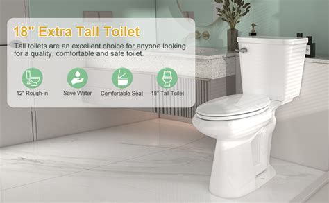 18 Extra High Toilet Two Piece Tall Toilet Extra Elongated Toilet