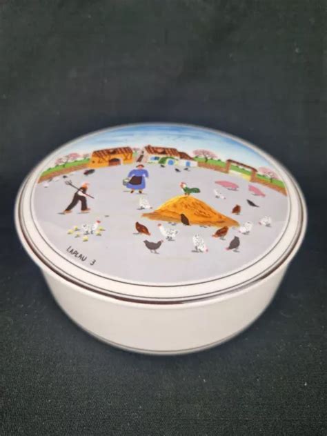 ANCIENNE BOITE BONBONNIÈRE Villeroy Et Boch porcelaine signée Laplau 3