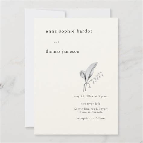 Modern Minimalist Typography Lily Valley Wedding Invitation Zazzle