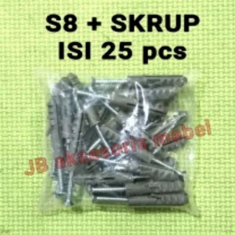 Jual FISHER S8 SKRUP Isi 25bj FISER VISER NYLON PLASTIK TEMBOK