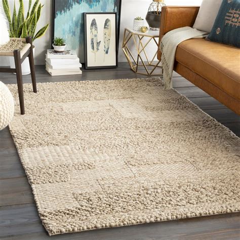 Lurmont Textured Handwoven Flatweave Wool Camel/Beige Area Rug