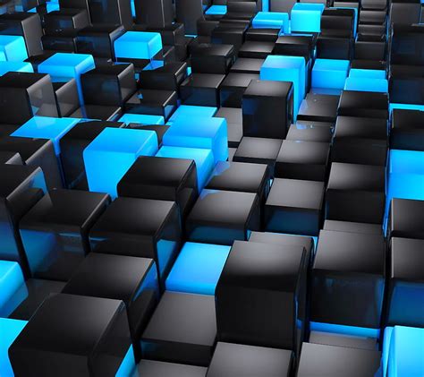 3D Cubes Black Blocks Blue HD Wallpaper Peakpx