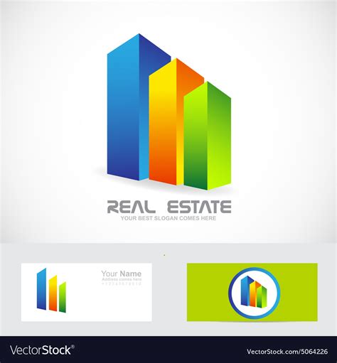 Real estate colors buildings logo icon Royalty Free Vector