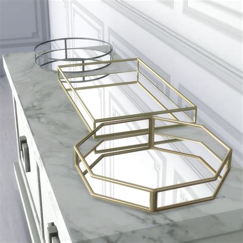 Platinumluxesims Luxe Mirrored Tray Set Swatches Across All