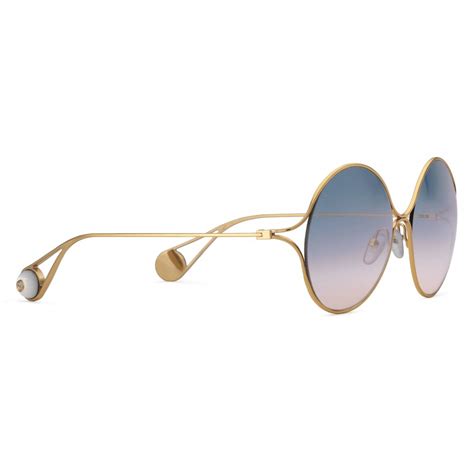 Gucci Round Frame Metal Sunglasses Gold Forked Gucci Eyewear Avvenice