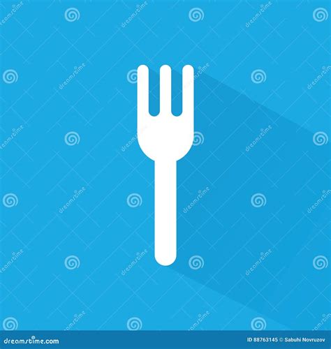 Flat Design Single Fork Icon Vector Illustration Stock Vector