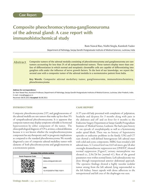 Solution Composite Pheochromocytoma Ganglioneuroma Of The Adrenal Gland A Case Report With