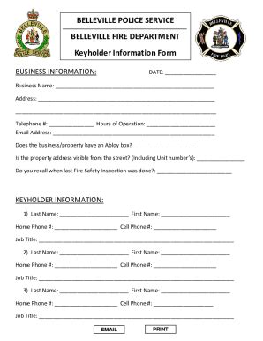 Fillable Online KEYHOLDER FILLABLE FORM Pdf Belleville Police Service