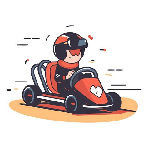 Garota De Karting De Desenho Animado Em Fundo Branco Vetor Premium