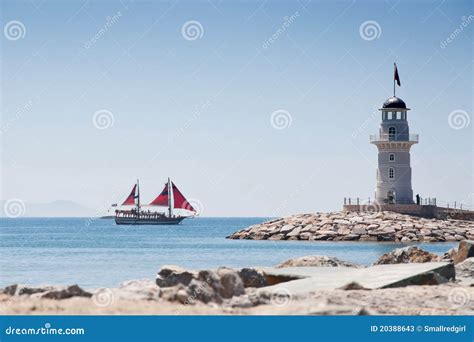 Lighthouse And Ship Stock Photos - Image: 20388643