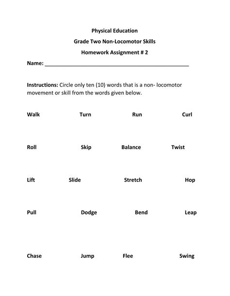 Ejercicio de Non locomotor movements | Teacher hacks, Teaching, Worksheets