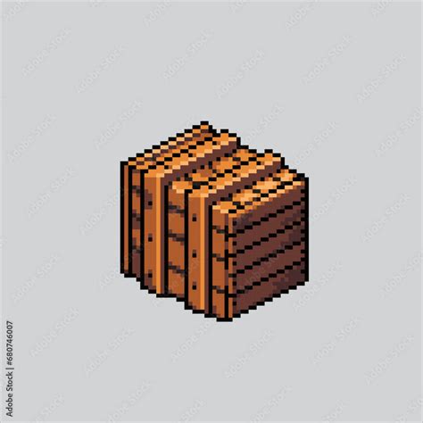 Pixel art illustration Wooden Box. Pixelated Wooden Box. Wooden Box ...