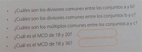 Cu Les Son Los Divisores Comunes Entre Los Conjuntos Ay B Cu Les Son