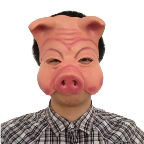 Halloween Creepy Animal Prop Latex Party Unisex Scary Pig Head Mask Latex Rubber Funny Pig Mask ...