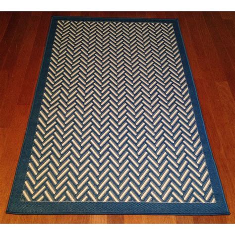 Shop Woven Geometric Blue Beige Indoor Outdoor Area Rug 3 X 5