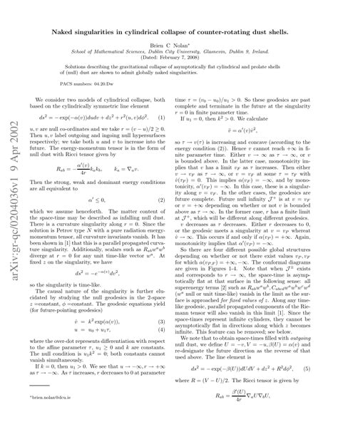 Pdf Naked Singularities In Cylindrical Collapse Of Counterrotating