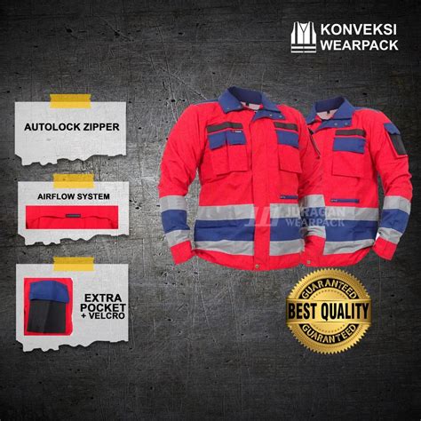 Jual Wearpack Safety Warna Merah Kombinasi Biru Navy Shopee Indonesia