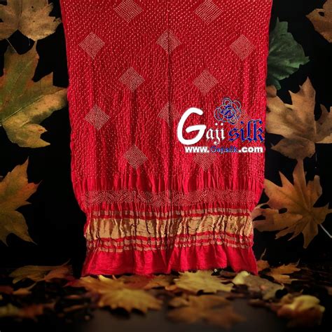 Red Designer Bandhani Dupatta Pure Gaji Silk Gaji Silk