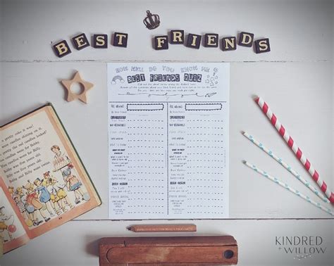 Best Friends Quiz - Printable for Kids - Kindred + Willow