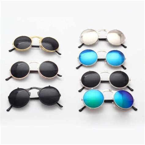 Lunettes De Soleil R Tro Steampunk Flip Up Ronde L Vicedeal