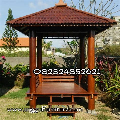 Gazebo Taman Kayu Kelapa Minimalis Murah Gazebo Kayu Minimalis