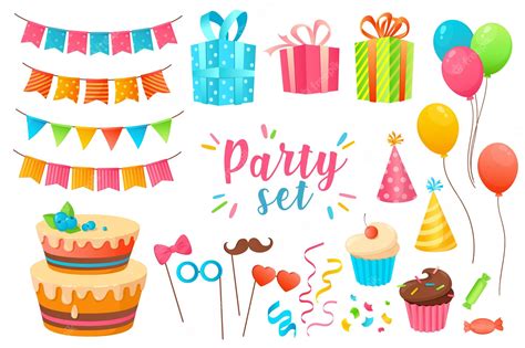 Premium Vector Party Celebration D Realistic Set Vector Illustration