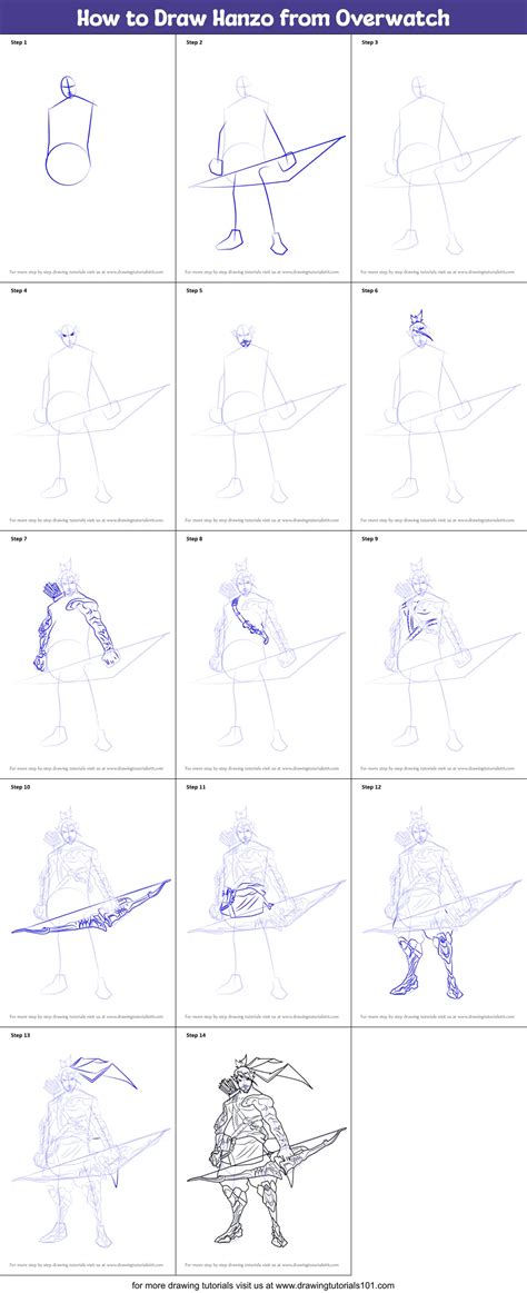 How To Draw Hanzo From Overwatch Printable Step By Step Drawing Sheet