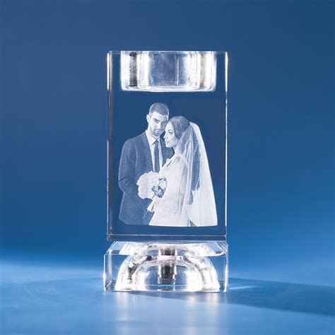 D Engraved Photo Candle Wedding Keepsake Memorial Candle Holder