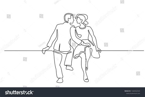 Continuous One Line Drawing Loving Couple Woman Royalty Free Stock