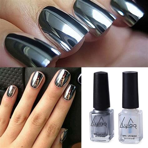 Magic Mirror Effect Metallic Nail Polish Chrome Silver Color Essie Lot