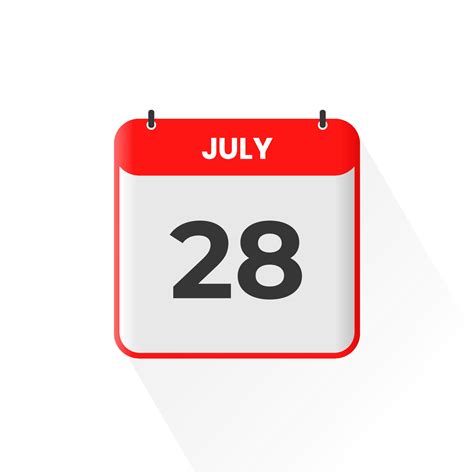 28th July calendar icon. July 28 calendar Date Month icon vector ...